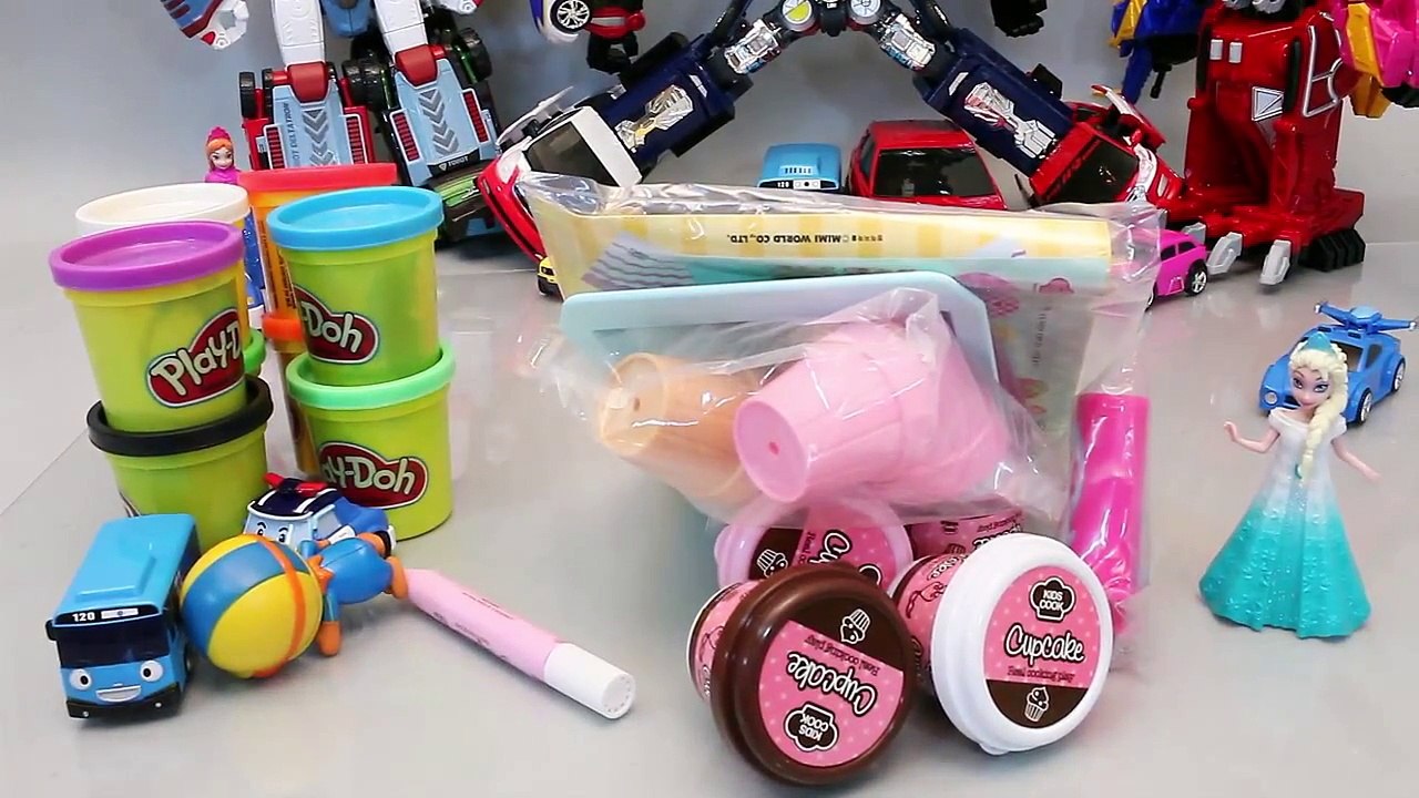 플레이도우 컵케이크 겨울왕국 타요 뽀로로 폴리 미니특공대 장난감 Play Doh Cupcake Cook Toys Плей До Игрушки プレイ・ドー
