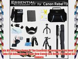 Essential Accessory Kit For Canon EOS Rebel T3 Digital SLR Camera Includes Extended (1500Mah)