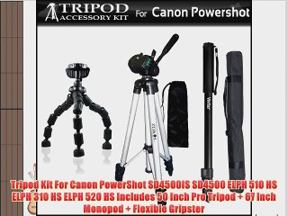 Download Video: Tripod Kit For Canon PowerShot SD4500IS SD4500 ELPH 510 HS ELPH 310 HS ELPH 520 HS Includes