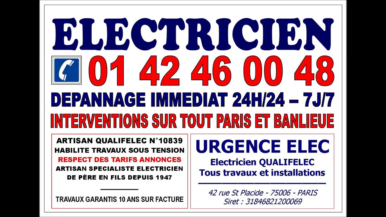 ELECTRICIEN PARIS 8eme - ELECTRICITE DEPANNAGE IMMEDIAT 75008
