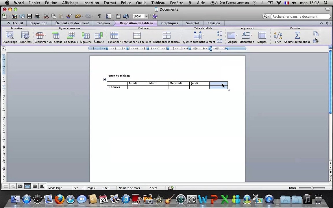 Tuto - Word 2011 - Créer et personnaliser un tableau