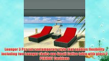 Luxxella Outdoor Patio Wicker Furniture 3 Pc Chaise Lounge Set RED