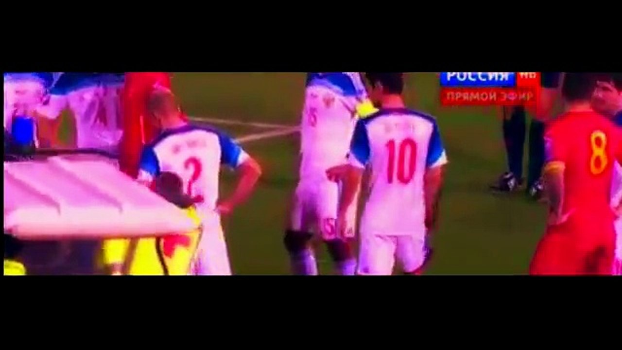 Igor Akinfeev get fireworks in the head by Montenegrin Fans