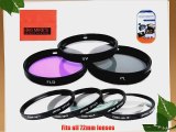 72mm Multi-Coated 7 Piece Filter Set Includes 3 PC Filter Kit (UV-CPL-FLD-) And 4 PC Close