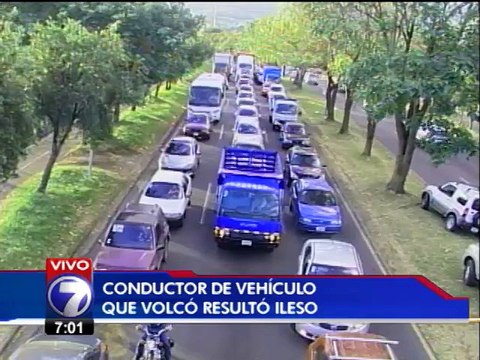 Vuelco en circunvalación provoca presas en sentido Hatillo-Pavas