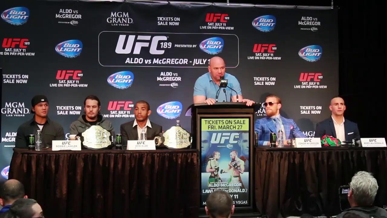 UFC 189 Press Conference in Toronto with Dana White, Conor McGregor, Jose Aldo, Robbie Lawler, Rory MacDonald