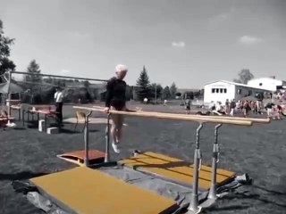 86-year-old Johanna Quaas on gymnastic bars