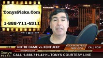 Kentucky Wildcats vs. Notre Dame Fighting Irish Free Pick Prediction NCAA Tournament College Basketball Odds Preview 3-28-2015