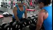 bodybuilding Jennifer Tejada benches 110 lb dumbbells!!