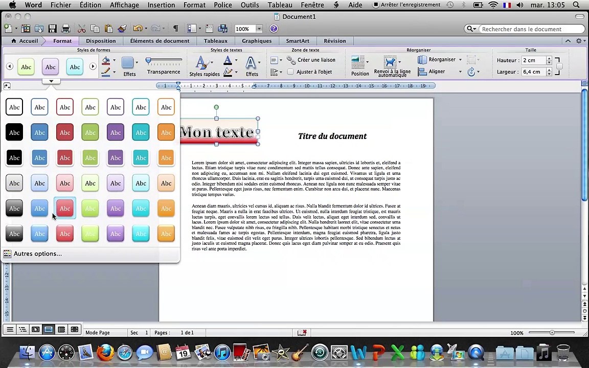Tuto - Word 2011 - Créer et personnaliser un WordArt