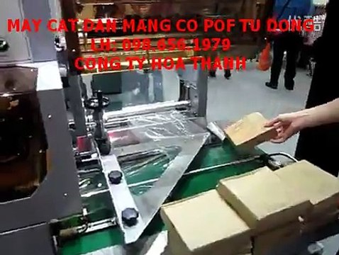 máy cắt dán màng co hộp tự động , máy đóng gói màng co POF tự động