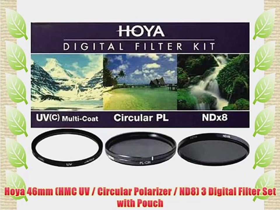 Hoya 46mm (HMC UV / Circular Polarizer / ND8) 3 Digital Filter Set with Pouch
