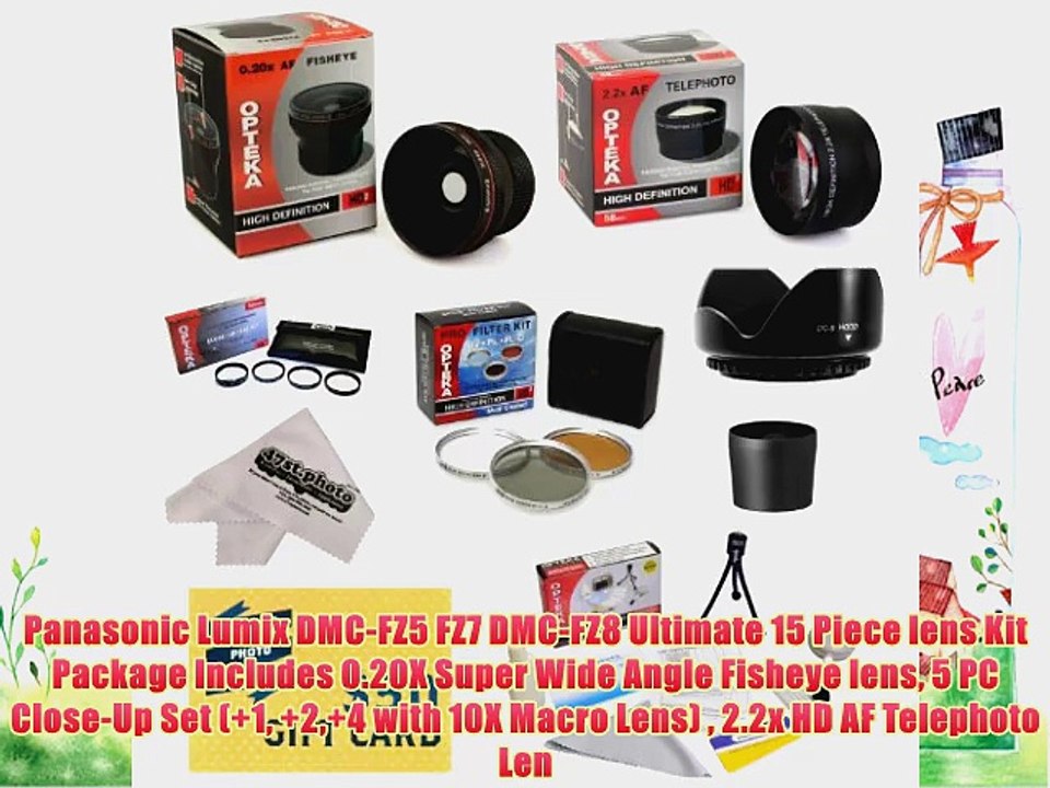 Panasonic Lumix DMC-FZ5 FZ7 DMC-FZ8 Ultimate 15 Piece lens Kit Package Includes 0.20X Super