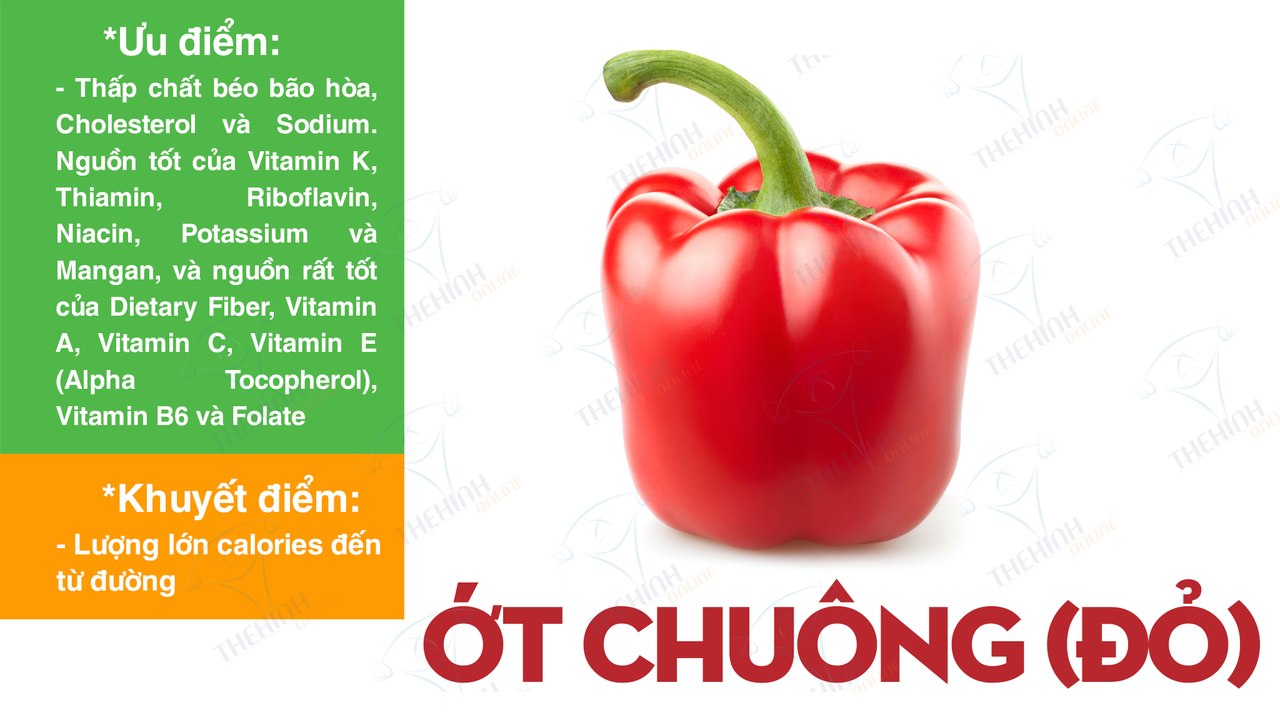Giá trị dinh dưỡng của ớt chuông đỏ. Thực phẩm giàu xơ tốt tim mạch