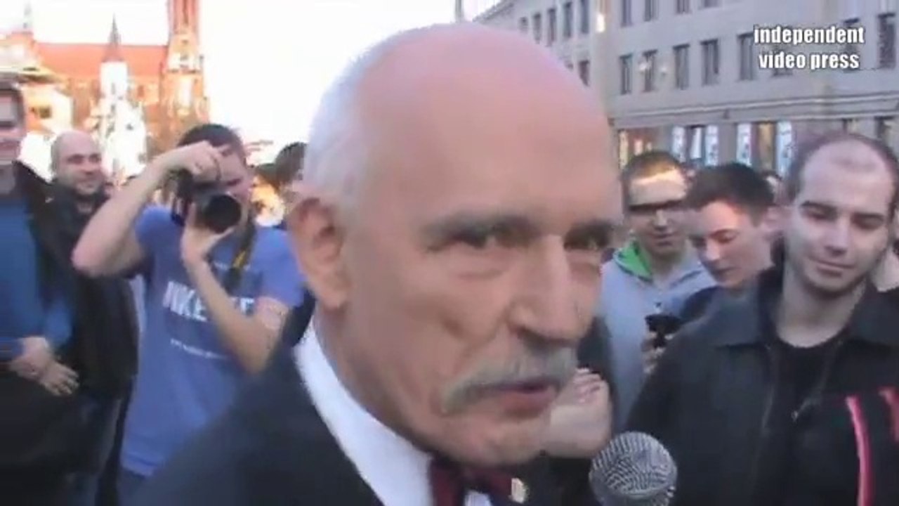 Janusz Korwin-Mikke w Białymstoku / Wiec wyborczy na Rynku Kościuszki (27.03.2015)