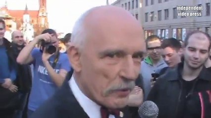 Janusz Korwin-Mikke w Białymstoku / Wiec wyborczy na Rynku Kościuszki (27.03.2015)