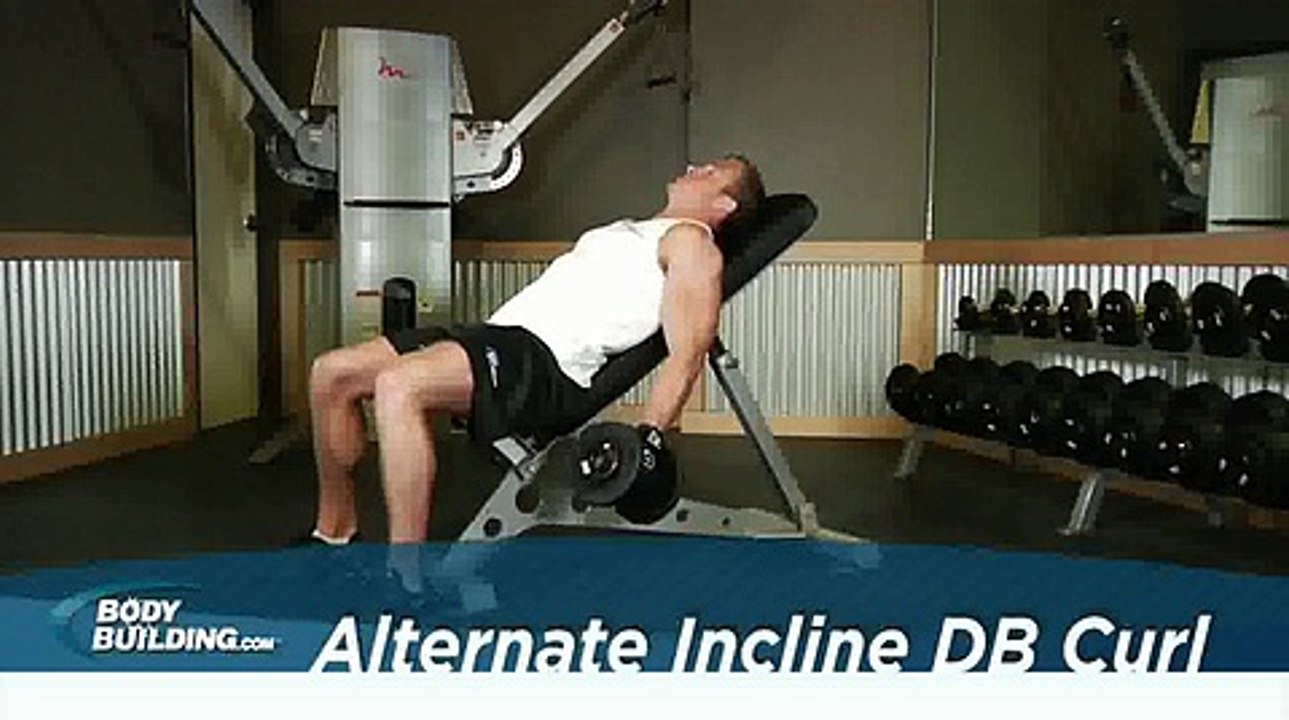 Alternate Incline Dumbbell Curl Biceps Exercise for Male