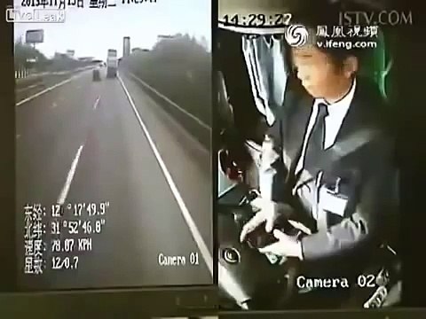 Bus Driver hit truck while texting
