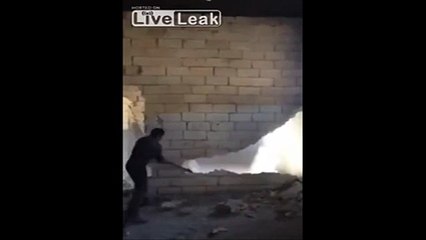 LiveLeak - Idiot Wrecking a Wall Gets a Lesson in Physics