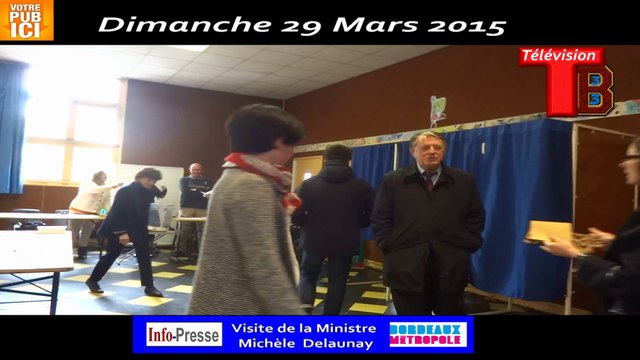 Télévision-Bordeaux-33 visite de la ministre Michèle delaunay avec Emmanuelle Ajon des Bureaux de vote résultats à 20h30.