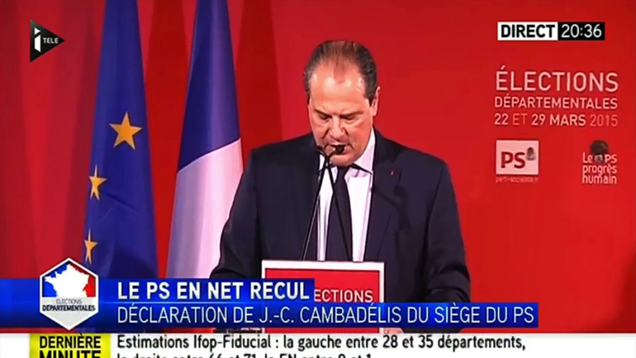 Départementales - Jean-Christophe Cambadélis : "Le Front National en nombre d'élus est très loin des partis Républicains"