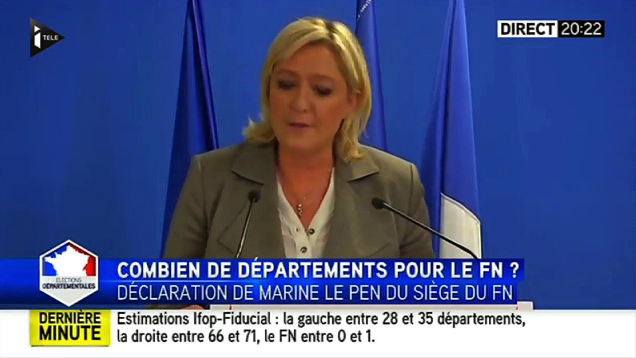 Départementales - Marine Le Pen : "Le Parti Socialiste est laminé"