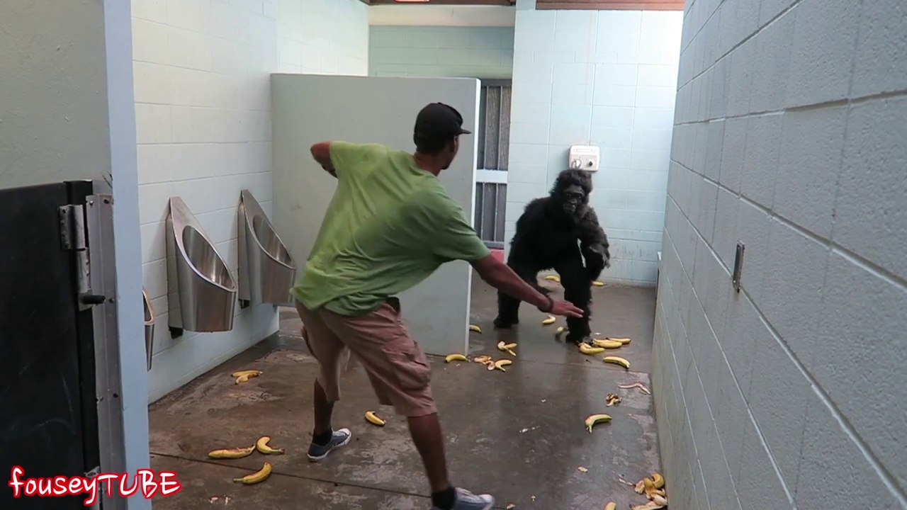 Gorilla In Public Bathroom Prank