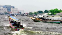 Boats of the Chao Phraya River, Accelerated Video. Bangkok, Thailand