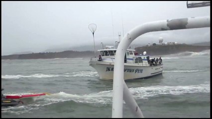 Great Wave at Maverick hits a fishing boat