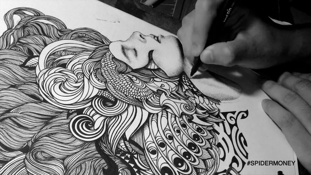 Les dessins ultra détaillés réalisés à l'aide de milliers de petits points par Spider Money