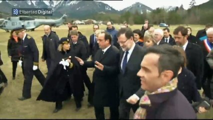 Rajoy, Merkel y Hollande, en la zona del accidente del Airbus