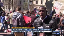 Marchers chant  Not hate in our state  at anti-RFRA rally