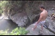 New England Patriots' Tom Brady in daring dive off a cliff