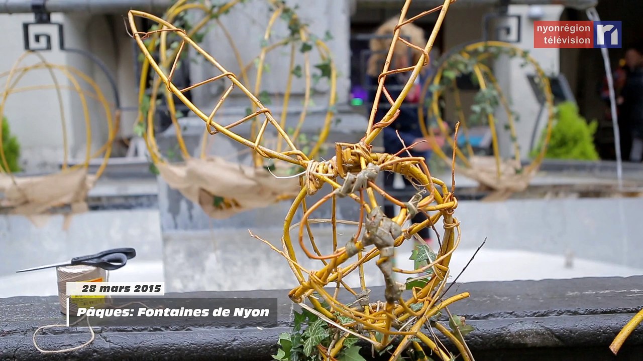 La caméra en balade - Les fontaines de Nyon décorées pour Pâques (31 mars 2015)