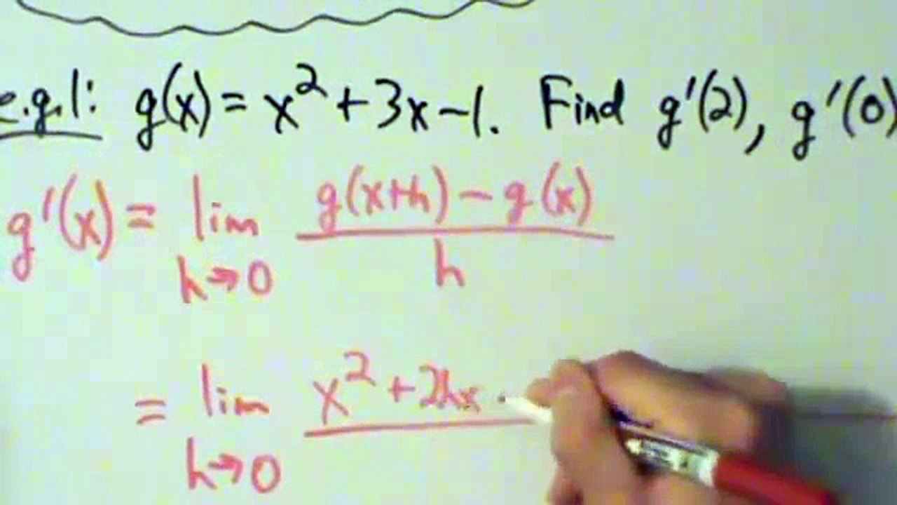 Calculus I - Derivative as a Function - Definition and Example 1