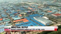 Korea's industrial output up 2.5% in Feb. m/m
