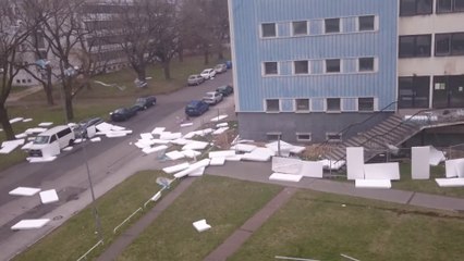 Strahov flying roof during epic storm in Prague