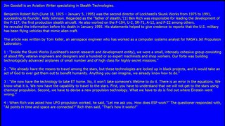 Ben Rich Director of Lockheed Martin's Skunk Works confirms technology transfer from UFO and Aliens