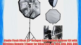 Studio Flash 80cm 32 Octagon Easy Softbox Diffuser Kit with Wireless Remote Trigger for Nikon