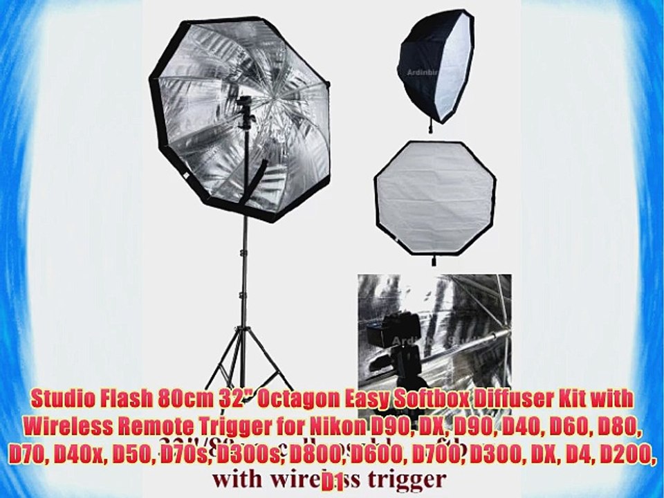 Studio Flash 80cm 32 Octagon Easy Softbox Diffuser Kit with Wireless Remote Trigger for Nikon