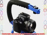 ProPto(TM) Coated Handheld U Shaped Flash Hot Shoe Mount Bracket for DSLR Camera-Blue