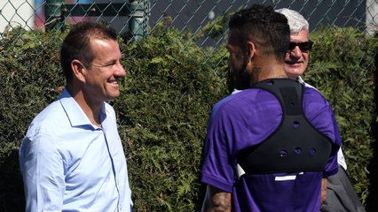 Dunga visita el entrenamiento del Barça