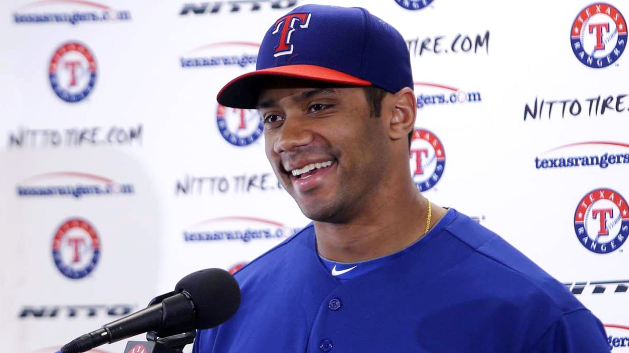 Seahawks QB Russell Wilson Hits Home Run During Rangers Batting Practice