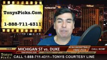 Duke Blue Devils vs. Michigan St Spartans Free Pick Prediction Final Four NCAA Tournament College Basketball Odds Preview 4-4-2015