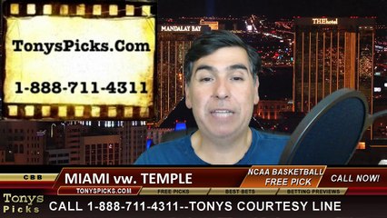 Temple Owls vs. Miami Hurricanes Free Pick Prediction NIT Tournament College Basketball Odds Preview 3-31-2015