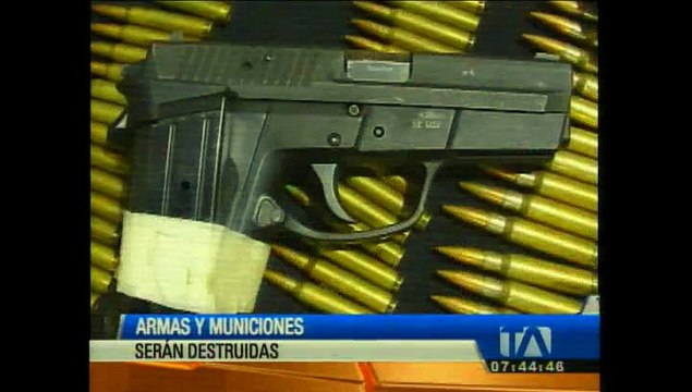 Armas y municiones incautadas durante operativos serán destruidas