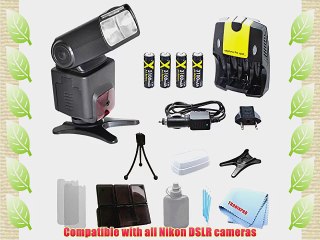 SB1010 Pro Series Flash   4 Batteries   Home / Car Charger for Nikon D90 D7100 D600 D610 D300