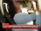 Sarhoş sürücü arabasına giren direkle hiç bir şey yokmuş gibi böyle seyahat etti