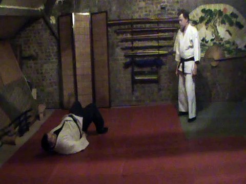 Sol contre debout lateral aux mains : tsuki, jambes inversees