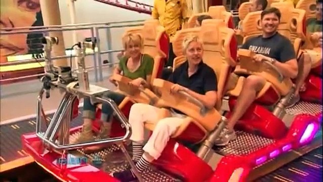 Ellen Rides the Hollywood Rip Ride Rockit!